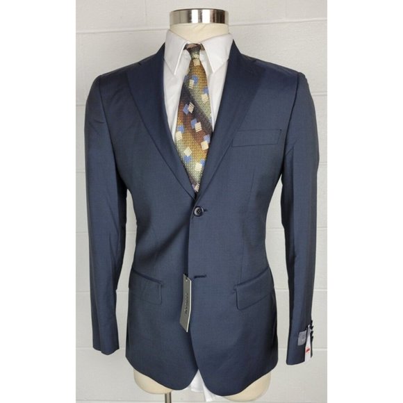 NWT Lubiam Studio Men Navy Blue Pinstripe Blazer Suit Jacket Reda Super 130s 36R - Picture 1 of 9